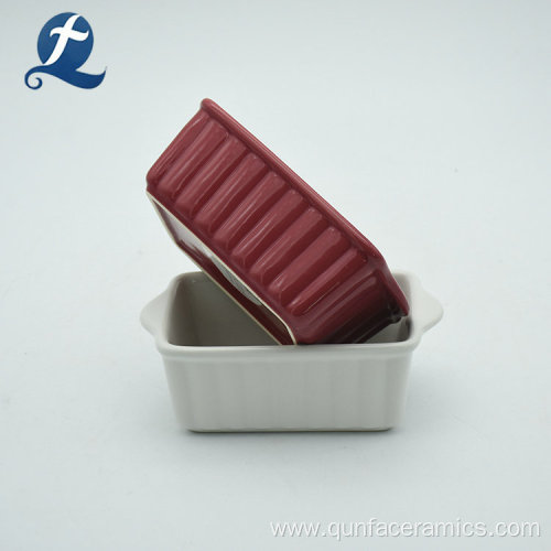 Rectangular Custom Ceramic Bakeware With Handle